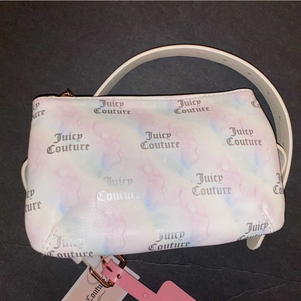 Juicy COUTURE LOGO RAINBOW WHITE FANNY PACK BELT TRAVEL BAG POUCH